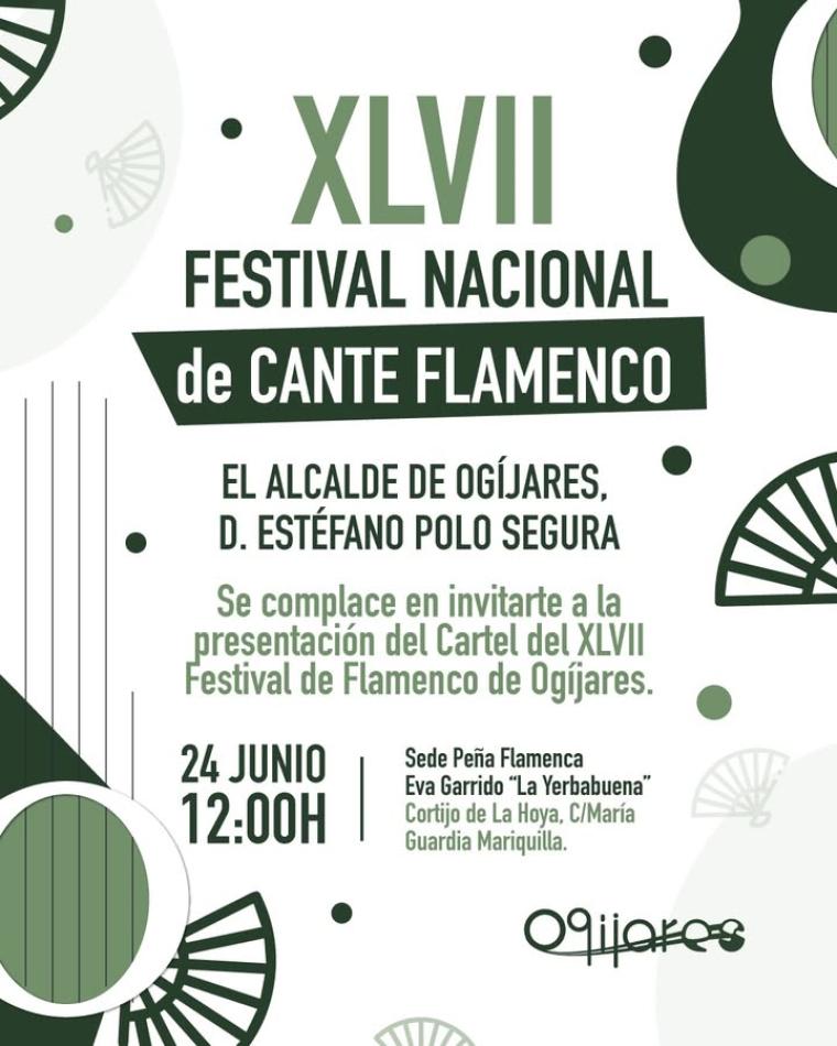🎤 Presentación oficial del XLVII Festival Nacional de Cante Flamenco de Ogíjares, uno de los grandes referentes del flamenco en Andalucía, declara...